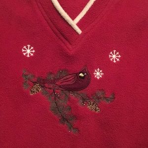 Croft & Barrow Cardinal Vintage Vneck fleece Pullover Sweater nostalgic holiday